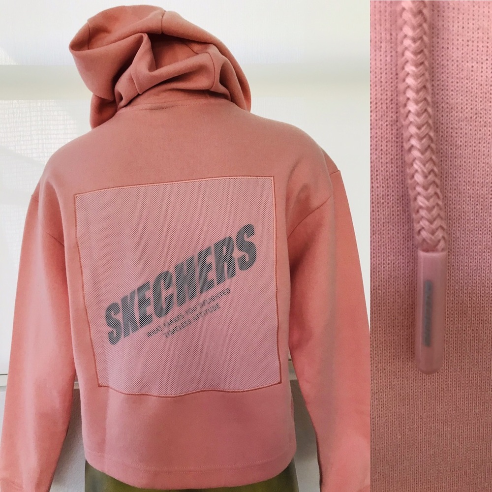SKECHERS NWOT Peach LOGO Hoodie Cropped JACKET S